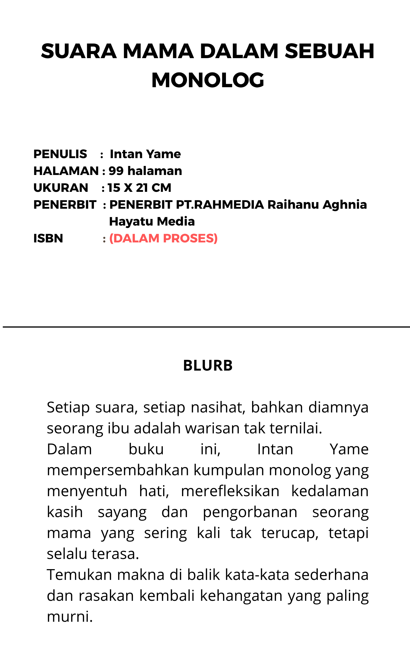 spesifikasi monolog